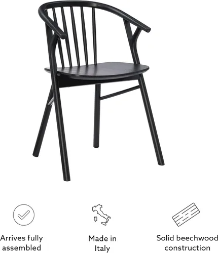 Miniatura 11 de Linon Breeanne - Silla de comedor con respaldo y silla de montar Windsor color negro