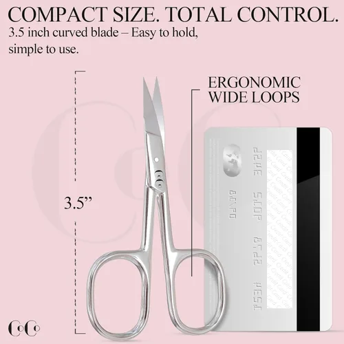 Miniatura 5 de CoCo's - Tijeras de uñas curvadas, tijeras de manicura de estilo profesional para uñas, uñas, cejas, cutículas e entrecruzados, acero inoxidable