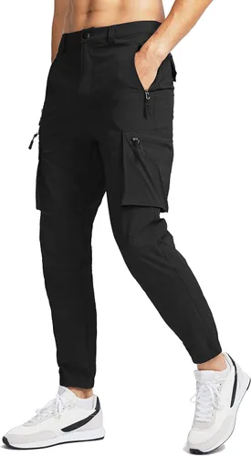 Miniatura 2 de Pinkbomb Pantalones cargo de senderismo para hombre con 7 bolsillos, ajustados, elásticos, para trabajo, viajes, golf, pantalones deportivos