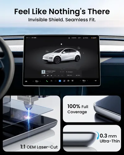Miniatura 4 de REEVAA Protector de pantalla para Tesla Model Y Premium 2025, antirreflejos y sin huellas dactilares, vidrio templado aeroespacial 9H