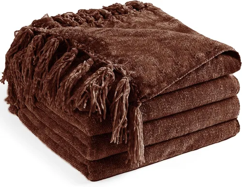 Miniatura 10 de Manta de Chenilla para Sofá 50"X 60", Mantas Suaves y Acogedoras con Flecos con Borlas para Cama Sofá Silla Cubierta, Mantas Decorativas Bohemias