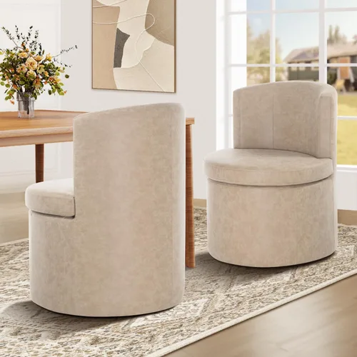 Miniatura 13 de Juego de 2 sillas de comedor con ruedas de piel sintética, modernas tapizadas para cocina y comedor, cómodas sillas decorativas, para dormitorio