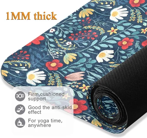 Miniatura 5 de Flowers Yoga Mat Non Slip Thick Kids Eco Friendly Rubber Workout Foldable Yoga Mat Women Exercise