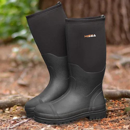 Miniatura 8 de HISEA - Botas de trabajo para hombre, botas de lluvia de neopreno, botas para barro con suela aislante