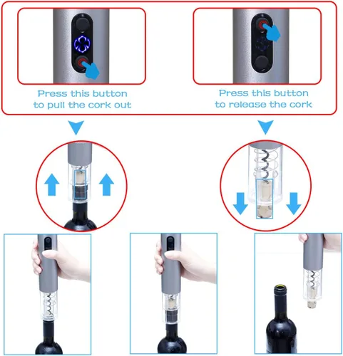 Miniatura 3 de Abrebotellas de vino eléctrico, abridor automático de vino, sacacorchos eléctrico recargable con aireador de vino, cortador de papel de aluminio