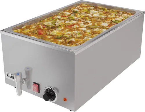 Miniatura 14 de KoolMore Calentador de alimentos comercial Bain Marie para encimera, estación de sopa y servidor de mesa de buffet con tres secciones para servir