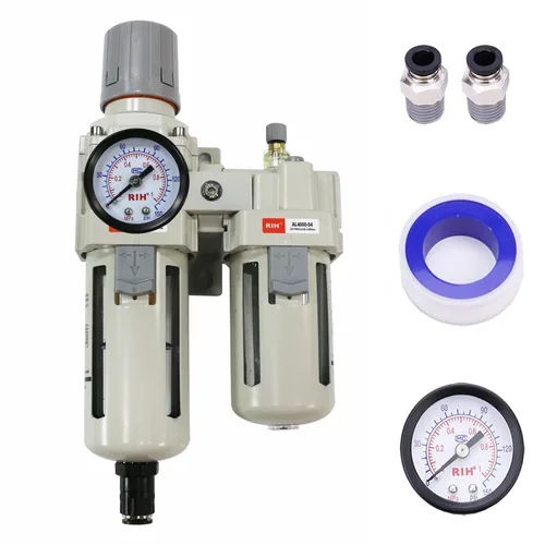 Miniatura 13 de RIH Pneumatics - Regulador de filtro de aire comprimido NPT de 1/2 pulgada, lubricador combinado separador de trampa de agua/aceite, calibre