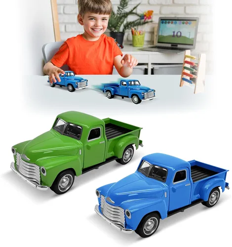 Miniatura 12 de Camión de juguete beige pequeño para niños pequeños de 2, 3, 4, 5, 6, 7, 8 años niños y niñas, coche de juguete de aleación 1:32 para niños pequeños