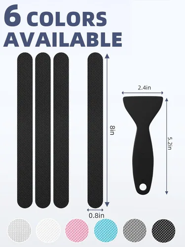 Miniatura 2 de Secopad Calcomanías de ducha antideslizantes originales para bañera y ducha, tiras de seguridad adhesivas fuertes con raspador, ideal para familias