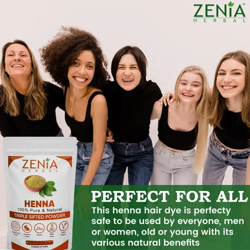 Miniatura 7 de Zenia Henna en polvo 100% puro y natural (Lawsonia Inermis) 3.5 onzas Color de cabello rojo naranja Triple tamizado Fresco de rajastán Sin