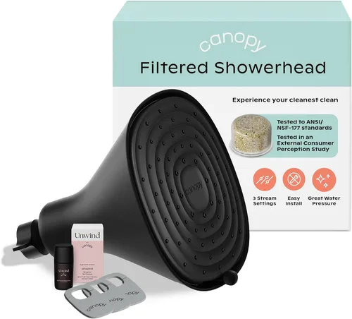 Canopy Cabezal de ducha filtrado, filtro de cabezal de ducha de alta presión para agua dura, filtro de ducha para eliminar impurezas para cuero Negro