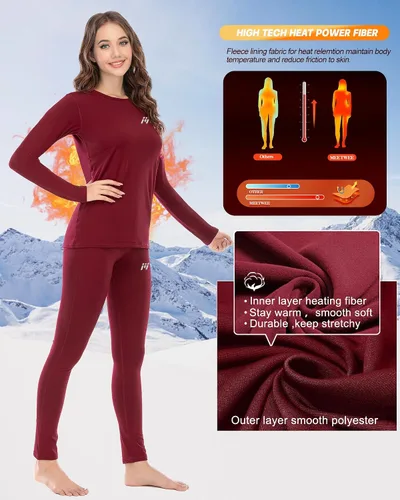 Miniatura 3 de MEETWEE Ropa interior térmica para mujer, Long Johns Ski para clima frío, capa base, cálida parte superior e inferior de invierno para correr