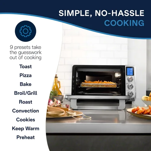 Miniatura 4 de De'Longhi - Horno tostador de convección digital de 10 en 1, 24L, horno de convección real con luz interna, parrillas, asado, horneado