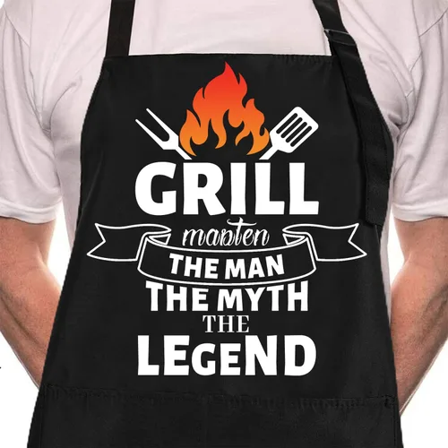 Miniatura 20 de ZOORON Divertidos delantales de chef negros para hombres, ajustables, para barbacoa, cocina, con bolsillos, accesorios para parrilla Tu opinión