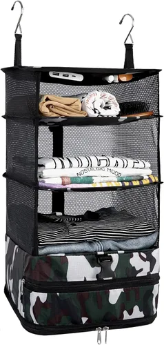 Miniatura 11 de Surblue Bolsa de Almacenamiento Colgante para Armario Plegable de 3 Estantes de Tela Oxford Lavable con 2 Ganchos