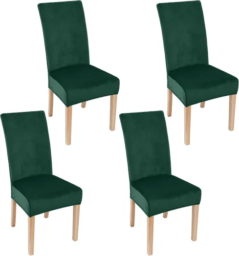 Miniatura 13 de smiry - Fundas para sillas de comedor de terciopelo elástico y suave, extraíbles, Terciopelo, Beige