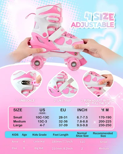 Miniatura 3 de SULIFEEL - Patines ajustables de estilo tie-dye arcoíris para niñas y niños de 3 a 5 años, 5 a 8 años, 6 a 12 años, rosa y morado, con luces