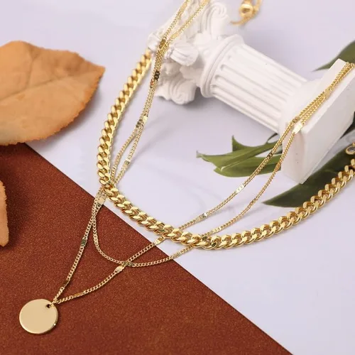 Miniatura 4 de LEXODY Collares de oro para mujer, collar delicado conjunto de joyería de eslabones cubanos con cuentas de cadena de oro de 14 quilates, collar