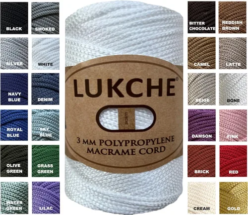 Miniatura 2 de Cordón de macramé de poliéster premium de 3 mm (134.72 metros), (250 g) 100% cuerda de macramé de polipropileno, hilo de crochet de macramé colorido