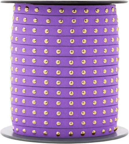Miniatura 33 de Mandala Crafts Cordones de gamuza sintética para fabricación de joyas, 20 yardas, tiras de cordones de cuero con tachuelas doradas, cuerdas planas