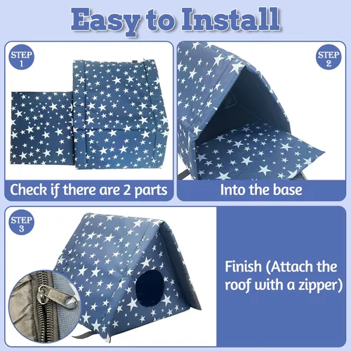 Miniatura 3 de Fhiny Refugio para Gatos Callejeros, Casa Impermeable para Gatos de Exterior Plegable Cueva Cálida para Mascotas para Invierno Cama de Tienda