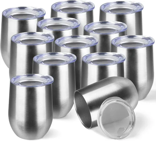 Miniatura 21 de StarSpeed Vaso de vino de 12 onzas con tapa, tazas de viaje de acero inoxidable sin pie con aislamiento de doble pared, taza de café aislada, vasos