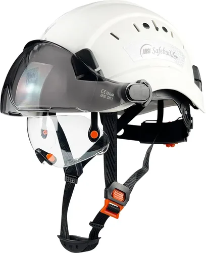 SAFEBUILDER Casco de seguridad de construcción con visera incorporada Casco duro ABS con visera Ventilación ajustable Casco de trabajo Protección
