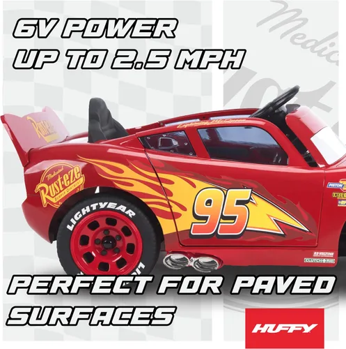 Miniatura 4 de Huffy Lightning McQueen - Auto de juguete de 6 V con faros delanteros y sonidos del motor, pedal de conducción, hasta 2.5 MPH, edades de 3 a 7 años