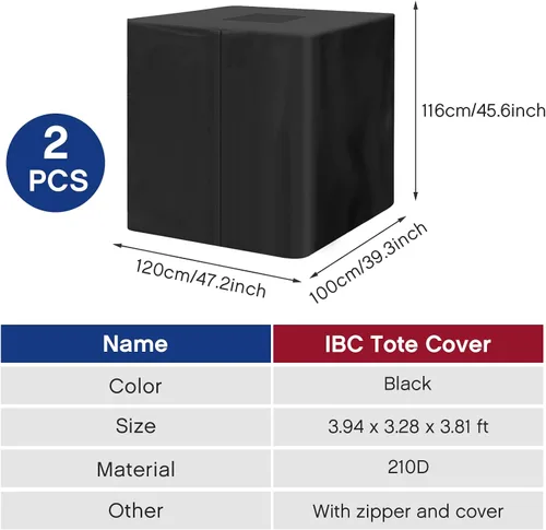 Miniatura 2 de Zhehao IBC - Funda de protección para tanque de agua, con cremallera, 210D, material de protección solar resistente al agua, cubierta para tanque