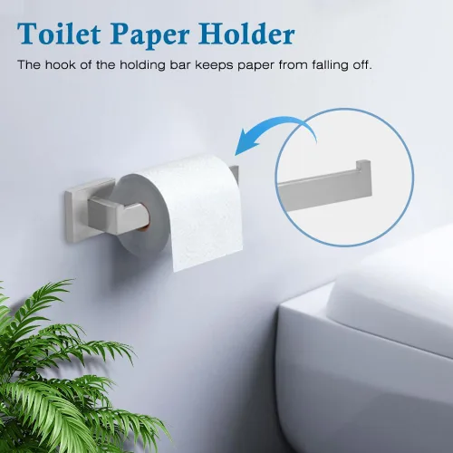 Miniatura 5 de Juego de accesorios de baño de 4 piezas, juegos de toalleros, incluye toallero, soporte para papel higiénico, gancho para toallas, kit de accesorios