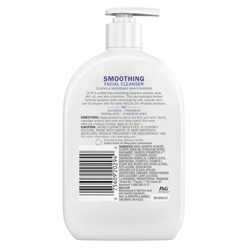 Miniatura 8 de Olay Lavado facial, limpiador facial diario con retinol, péptidos y glicerina, alisa, nutre la superficie de la piel, hidrata mientras limpia - Sin