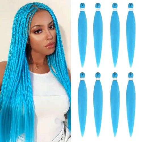 Miniatura 95 de 8 paquetes de extensiones preestiradas - 16 pulgadas de cabello trenzado premium, 55G/paquete, sin picazón, fijación en agua caliente, textura Perm