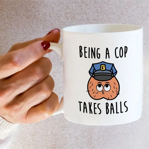 Miniatura 5 de Retreez Taza divertida para oficial de policía – Being A Cop Takes Balls – Tazas de café de cerámica de 11 onzas para profesionales del orden