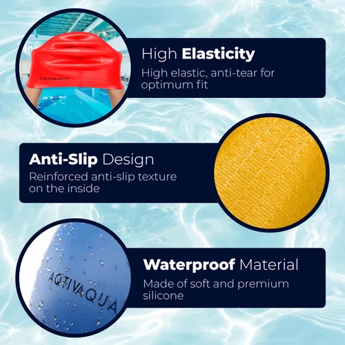 Miniatura 3 de AqtivAqua Gorro de natación de silicona impermeable/ Cómodo gorro de natación para mujeres, hombres, adultos y niños