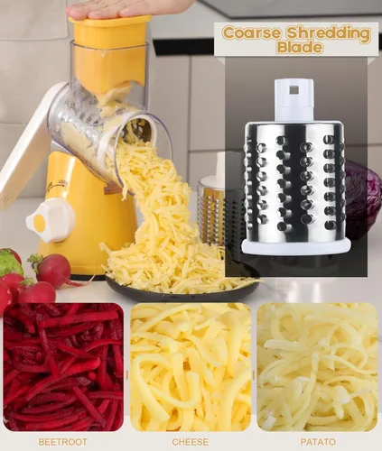 Miniatura 4 de Ourokhome rallador giratorio de queso con manivela manual, triturador de cocina con mandolina de velocidad, molinillo de frutos secos con mango