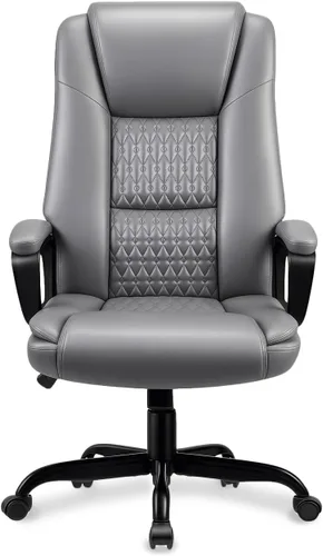 OFIKA Silla de Oficina para el Hogar, Silla Grande y Alta de 400 LBS Diseño de Servicio Pesado, Cojín Ergonómico de Respaldo Alto Soporte Lumbar Gris