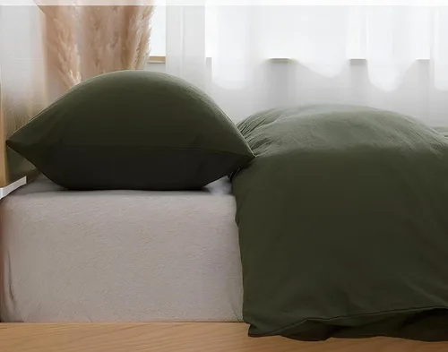 Miniatura 3 de INDACORIFY Funda de edredón de algodón verde oscuro, funda de edredón bohemia de 200 hilos, algodón lavado, funda de edredón de cama tamaño Queen