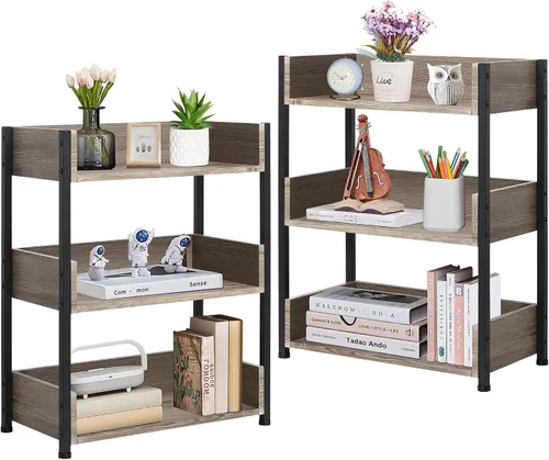 Miniatura 14 de VECELO Estantería pequeña, organizador de almacenamiento de 3 niveles, estantería industrial para oficina en casa, sala de estar, dormitorio, 30