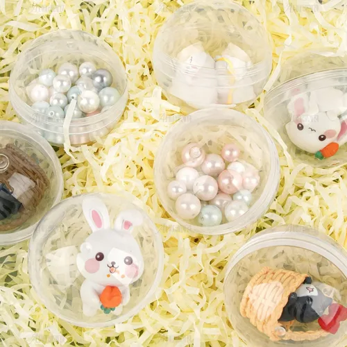 Miniatura 7 de AUEAR, Paquete de 50 cápsulas redondas pequeñas translúcidas de 2 pulgadas, envases vacíos de plástico para chicles para premios de fiesta