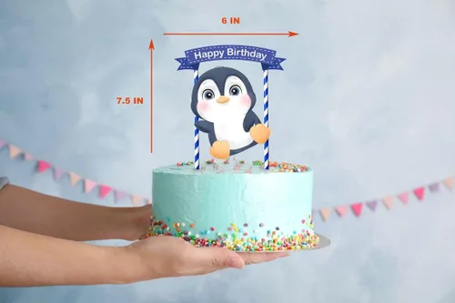 Miniatura 4 de Decoración para pastel de pingüinos: bonita decoración de cumpleaños de pingüino para fiestas infantiles, baby shower, invierno de las maravillas