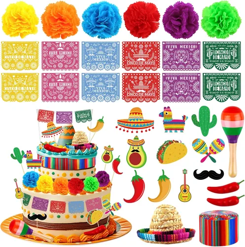 Miniatura 18 de Hooqict 26 piezas de decoraciones de pasteles de los años 80 y 90, decoraciones retro de los años 80 de hip hop con bolas de purpurina para cupcakes