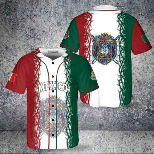 Miniatura 3 de HYPERFAVOR Camiseta de México con botón completo para hombre, camiseta de béisbol de México para hombre, camisas de manga corta para hombre, regalos