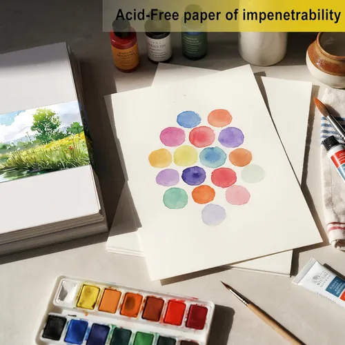 Miniatura 6 de DagouColor Papel de acuarela, 9 x 12 pulgadas, 200 GSM, 150 piezas de papel de color de agua a granel, suministros de arte para artistas, adultos