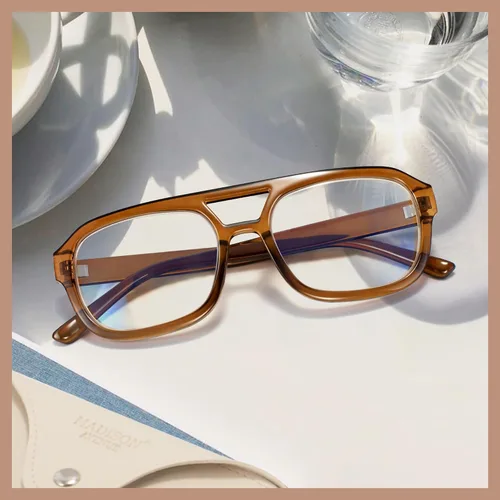 Miniatura 6 de Madison Avenue Lentes retro con bloqueo de luz azul de aviador para mujeres y hombres con funda, anteojos rectangulares de moda para computadora