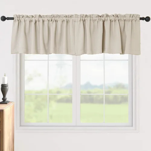 Miniatura 13 de Pickluc Cortinas opacas con cenefa de 18 pulgadas de largo, cortinas cortas con bolsillo para barra para ventana de cocina, baño, sala de estar