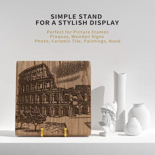 Miniatura 3 de IPAME Soportes cuadrados de metal para exhibir, soporte de 4.5 pulgadas + caballete para portarretratos para libros, placa decorativa, placa, foto