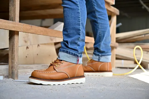 Miniatura 3 de Botas de trabajo para hombre - Botas de trabajo de 6 pulgadas con punta de cuña suave, Botas de trabajo impermeables para hombre Amarillo