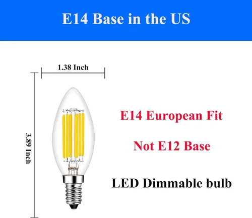Miniatura 7 de Beonllay Bombilla LED E14 Regulable Equivalente a 60W 2700K Blanco Cálido, Bombillas de Luz E14 Base Europea 6W 600 Lúmenes AC120V, Bombilla Edison