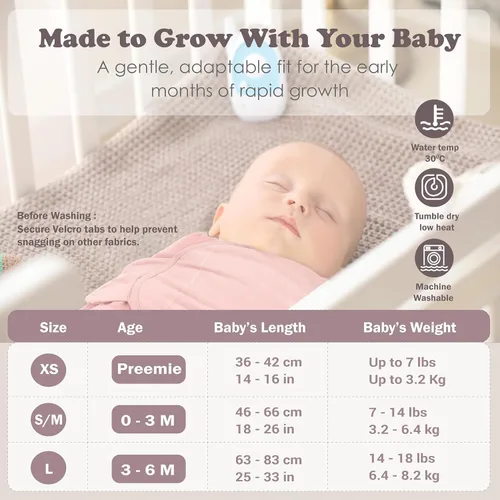 Miniatura 6 de Sacos de dormir para recién nacidos de 0 a 3 meses, mantas para recién nacidos, bebés, niñas y niños, 100% algodón orgánico (paquete de 3)