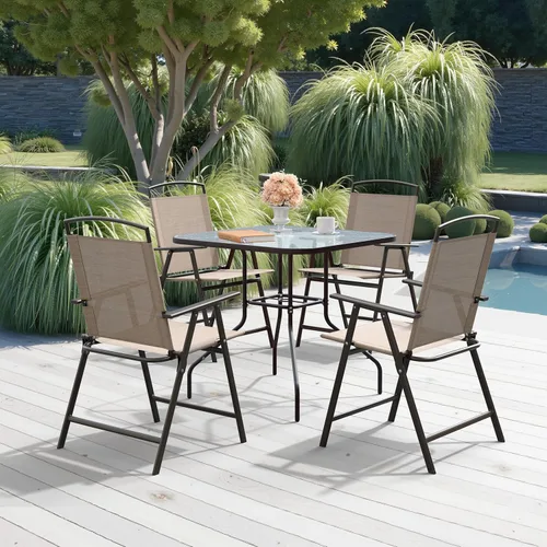 Miniatura 5 de Crestlive Products Juego de 4 sillas plegables para patio, paquete de 4, sillas de comedor al aire libre con reposabrazos para campamento, playa